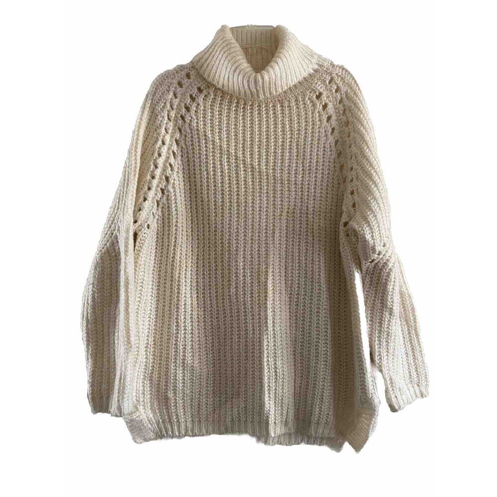 John+ Jenn Womens Knit Texture Turtleneck Long Sleeve Pullover Sweater Sz L